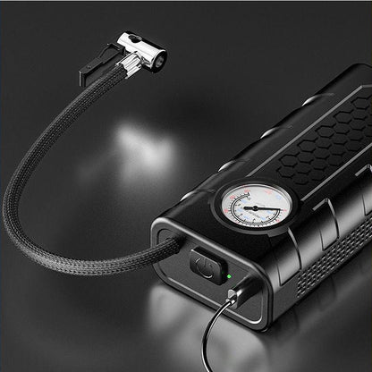 wireless car air pump fast inflation, precise pressure gauge, heat dissipation, and compact design. USB rechargeable!