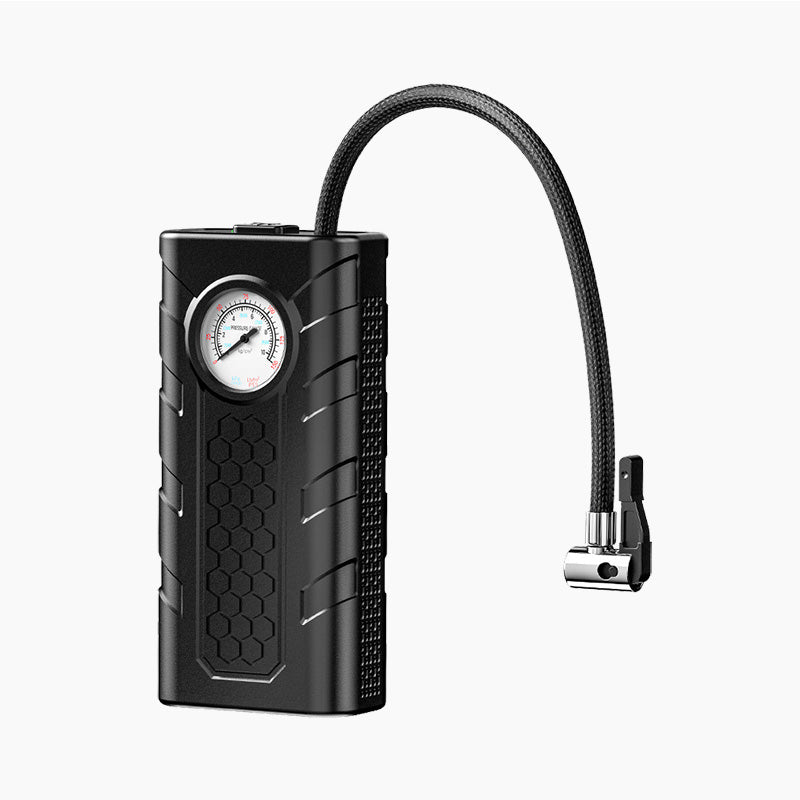 wireless car air pump fast inflation, precise pressure gauge, heat dissipation, and compact design. USB rechargeable!