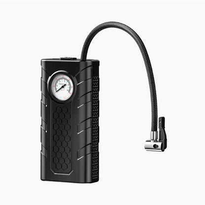 wireless car air pump fast inflation, precise pressure gauge, heat dissipation, and compact design. USB rechargeable!