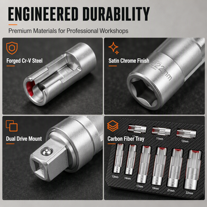 9-Piece Flare Nut Socket Set Slotted Oxygen Sensor & Diesel Injector Line Sockets