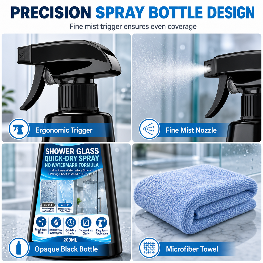 Quick Drying Shower Glass Spray with Towel