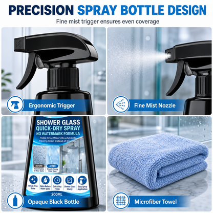 Quick Drying Shower Glass Spray with Towel