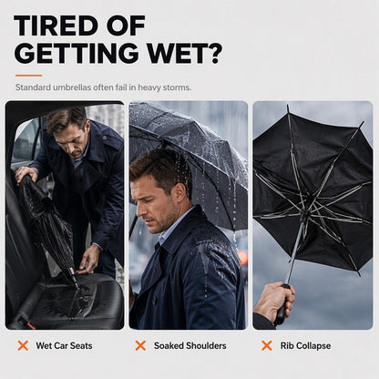 Extra-Large Reverse Folding Umbrella 125cm Canopy, 12-Rib Windproof Design & UPF50+ Sun Protection