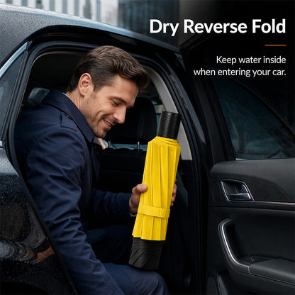 Extra-Large Reverse Folding Umbrella 125cm Canopy, 12-Rib Windproof Design & UPF50+ Sun Protection