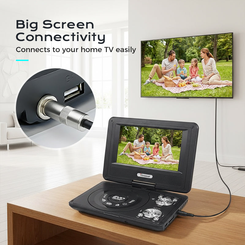NOW! 7.8 Inch Portable DVD EVD Player with Game Function, Swivel Screen Rechargeable Portable CD DVD Player for Car