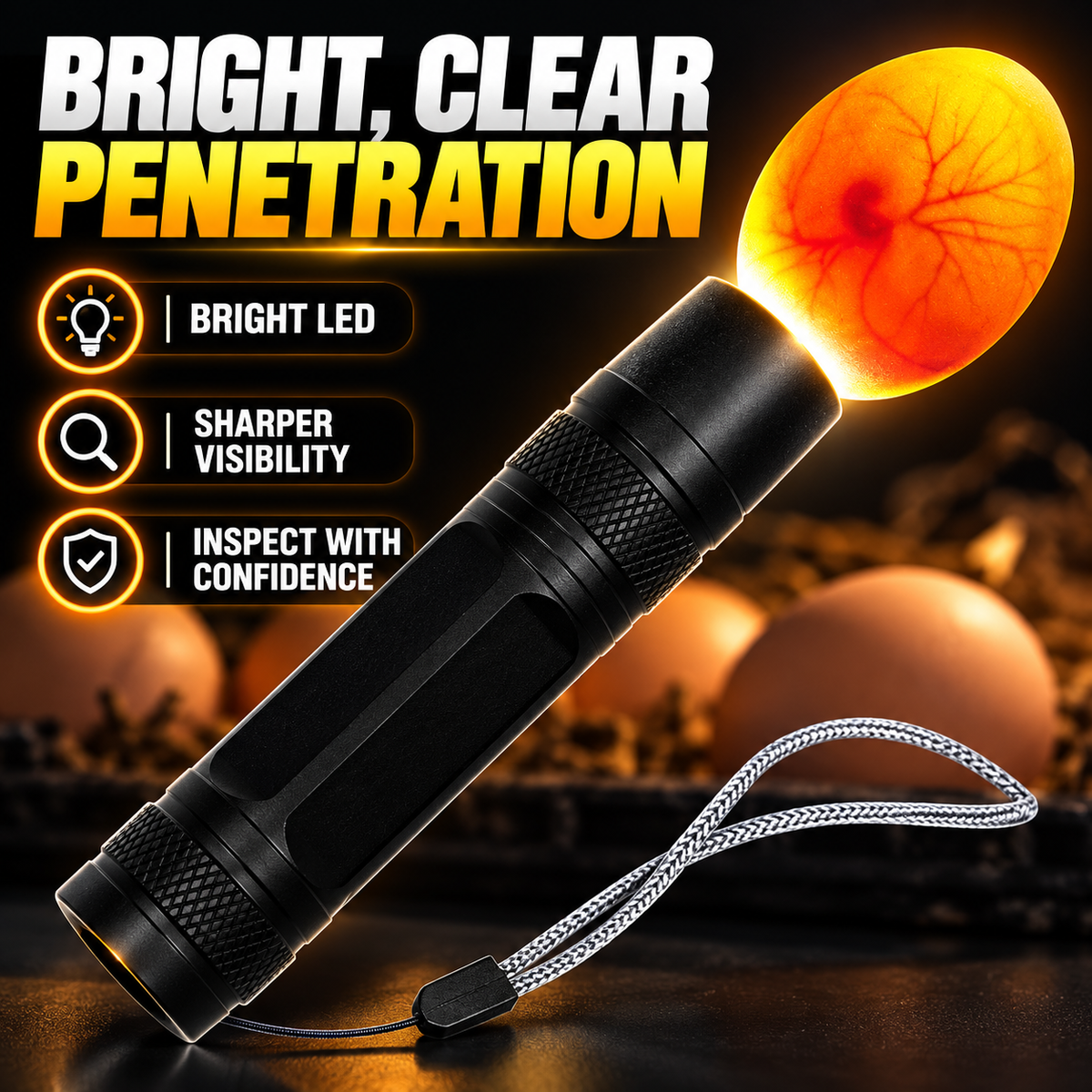 Rechargeable LED Egg Candler - Cool Light Embryo Inspection Tool