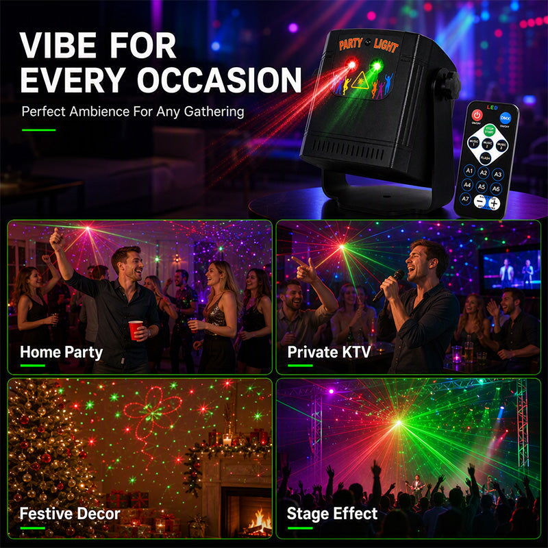 Music-Sync Party Laser Light 68 Dynamic Patterns + Remote