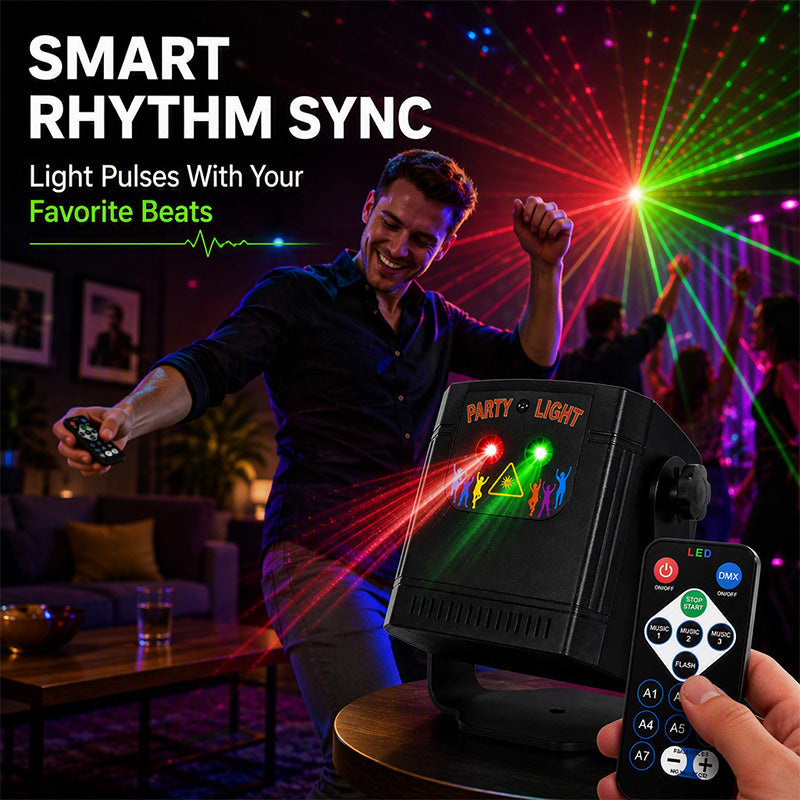 Music-Sync Party Laser Light 68 Dynamic Patterns + Remote