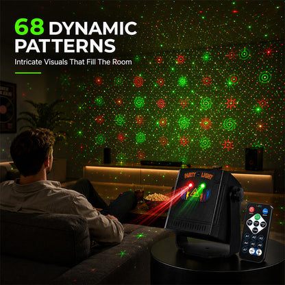 Music-Sync Party Laser Light 68 Dynamic Patterns + Remote