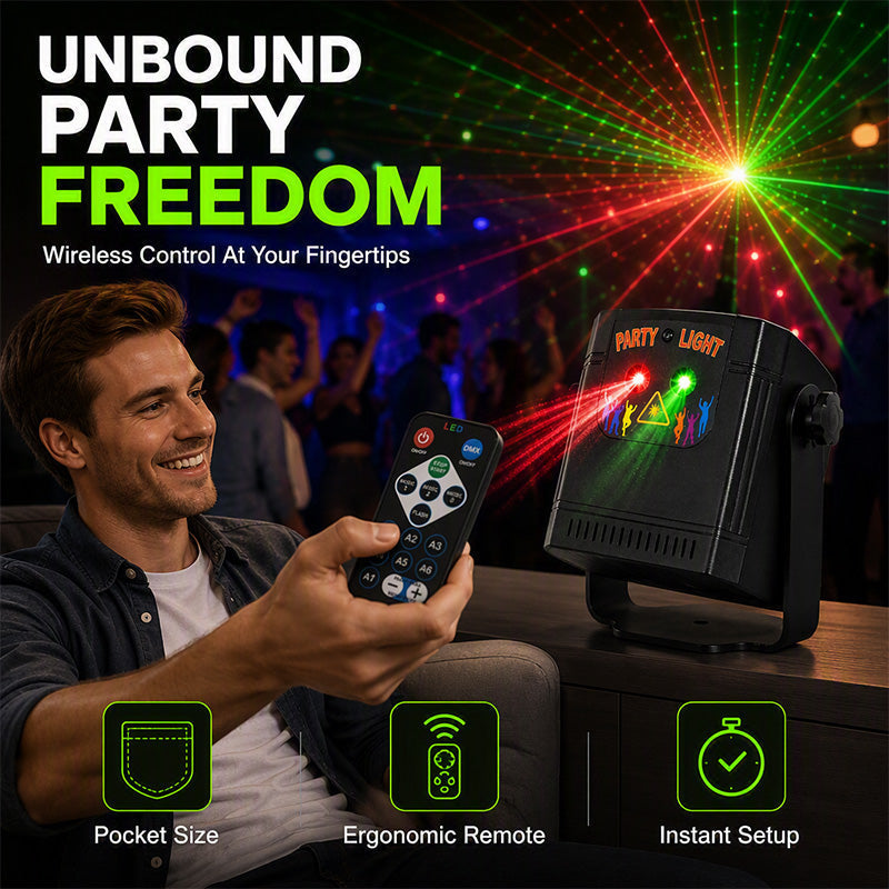 Music-Sync Party Laser Light 68 Dynamic Patterns + Remote