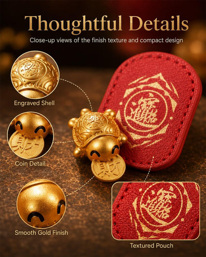 Gold Turtle Wallet Charm