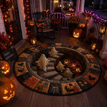 Haunted Stairway Halloween Rug