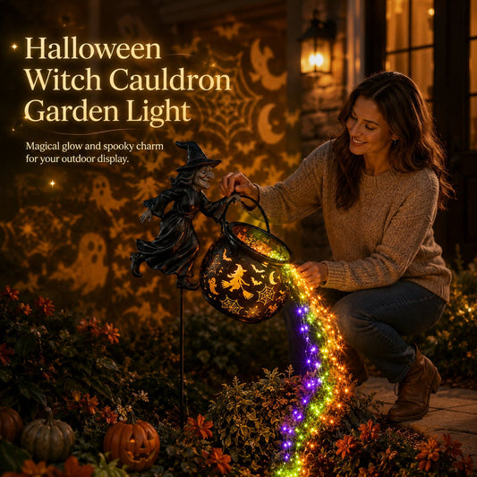 Lighted Witch Cauldron Stake