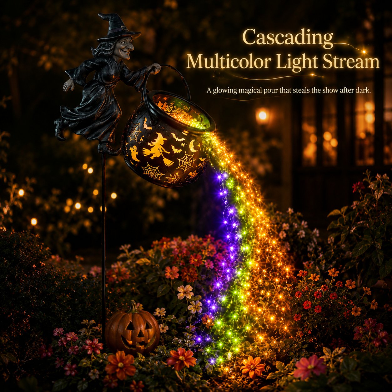 Lighted Witch Cauldron Stake