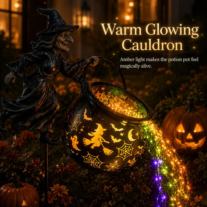 Lighted Witch Cauldron Stake