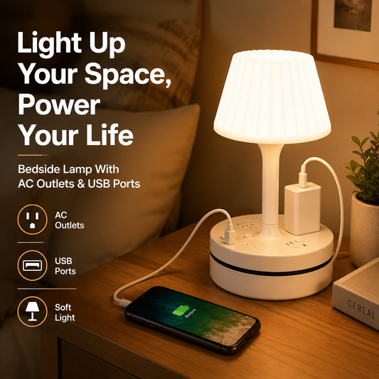 Bedside Lamp + Charging Station Light & Power in One
