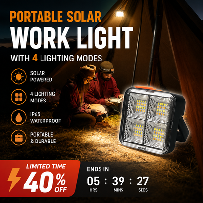 Portable Solar Work Light with 4 Lighting Modes