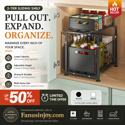 NOW! 2-Tier Pull-Out Shelf Expandable Under Sink Organizer
