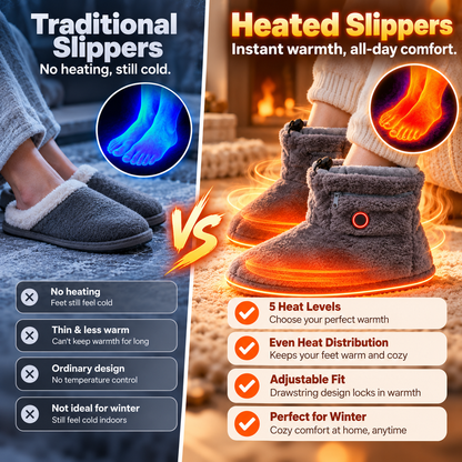 Heated Plush Slipper Boots Cozy Warm Indoor Winter Slippers