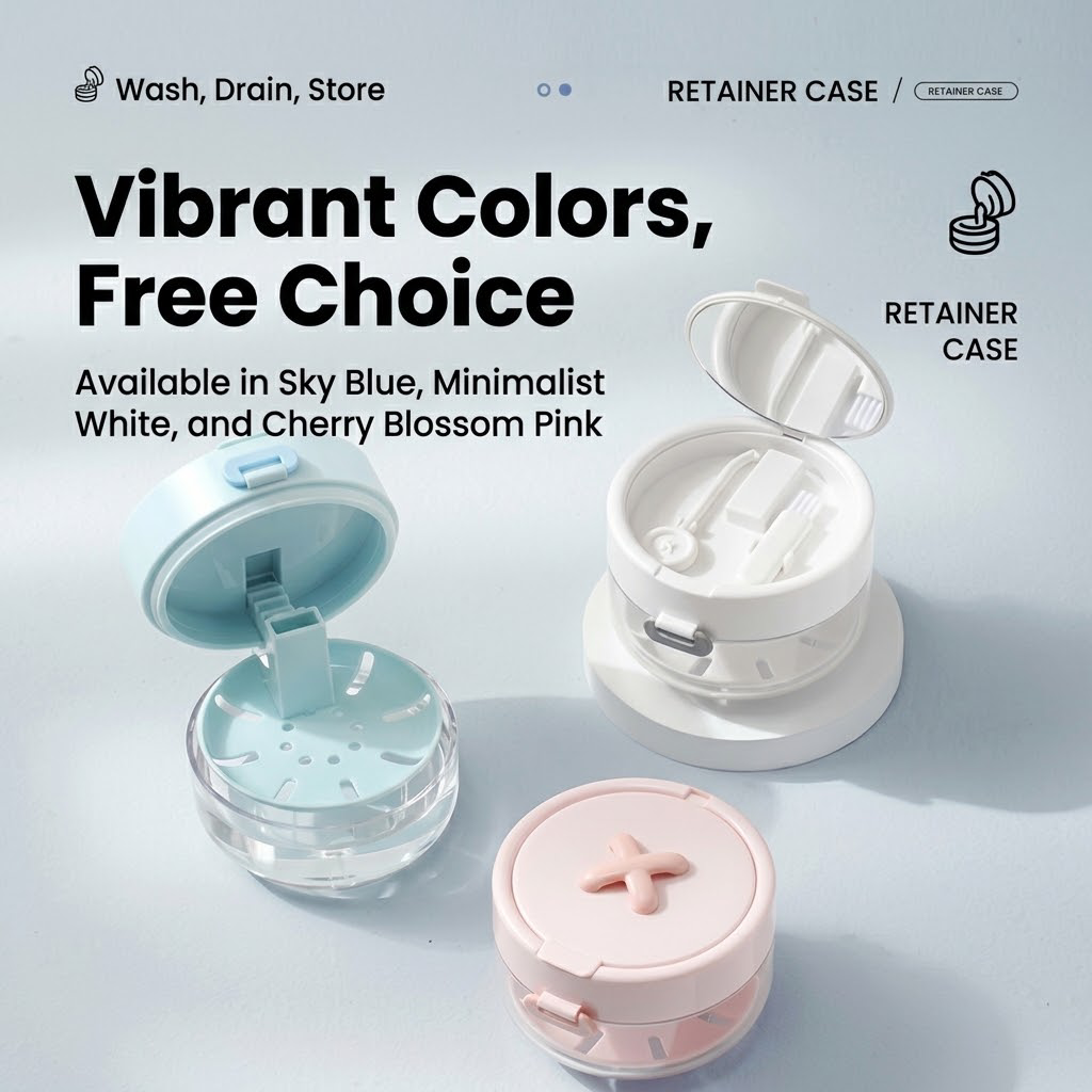 Retainer & Denture Cleaner Case with Drain Tray