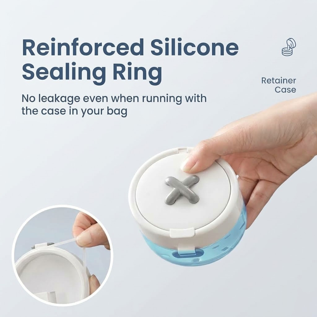 Retainer & Denture Cleaner Case with Drain Tray