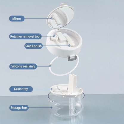 Retainer & Denture Cleaner Case with Drain Tray