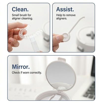 Retainer & Denture Cleaner Case with Drain Tray