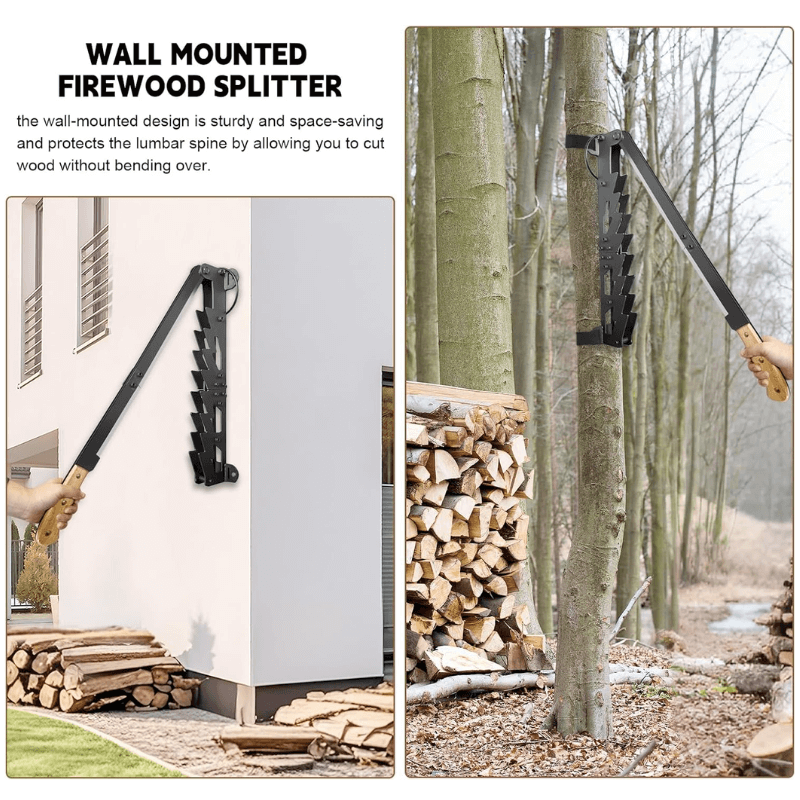 German Quality Wall Mounted Kindling Splitter, Safe Manual Firewood Splitting Tool
